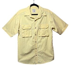 Red Head Mens Short Sleeve Button Down‎ Shirt Yellow Cotton Field Utility Size M